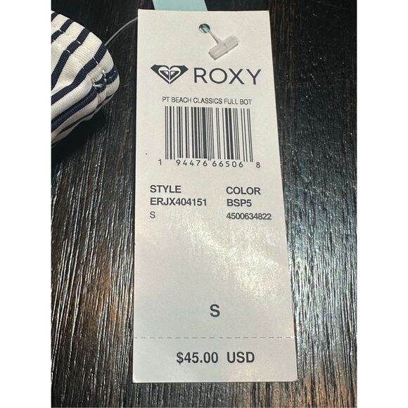Roxy NWT size S beach classics navy/stripe full bikini bottoms - swim - Picture 6 of 7